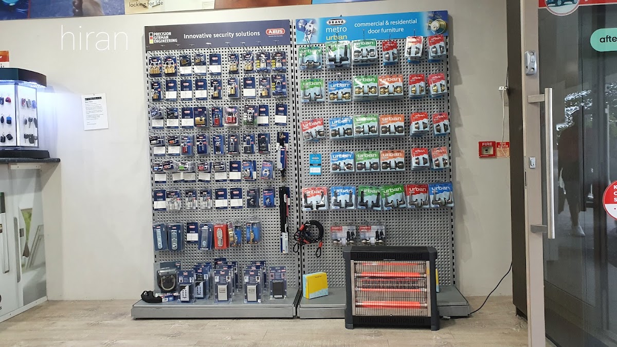 Security products, access control gear and electronic locks on the Mt Wellington counter wall.