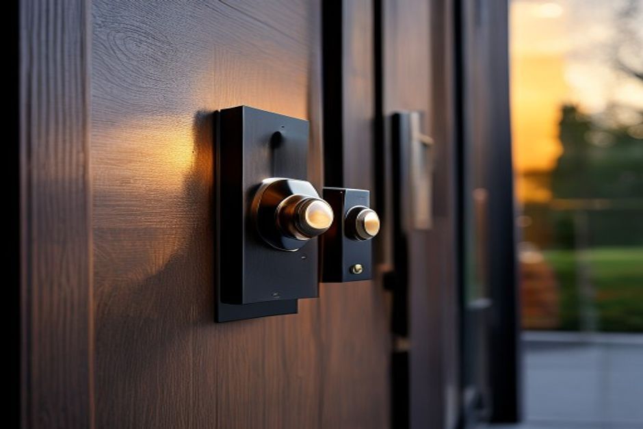 Modern residential front door with quality lock and handle